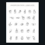 ASL-diagram för amerikanska teckenspråk Poster<br><div class="desc">ASL-diagram för amerikanska teckenspråk</div>