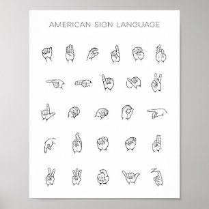 ASL-diagram för amerikanska teckenspråk Poster