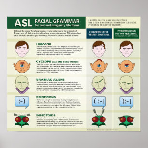ASL Fastic Grammar för olika livsformer. poster