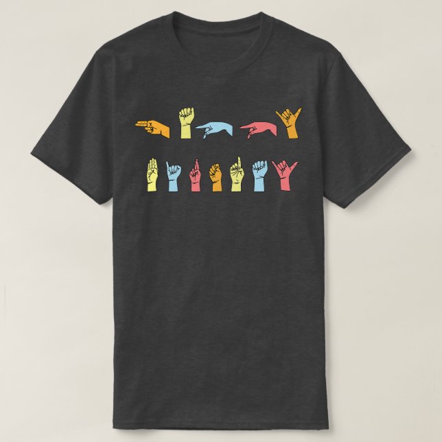ASL för Grattis på födelsedagen In Sign Language T Shirt (Design framsida)