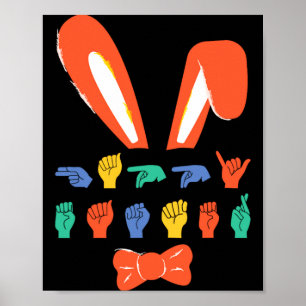 Asl glad påsk godis teckenspråk ägg kvinnor t poster