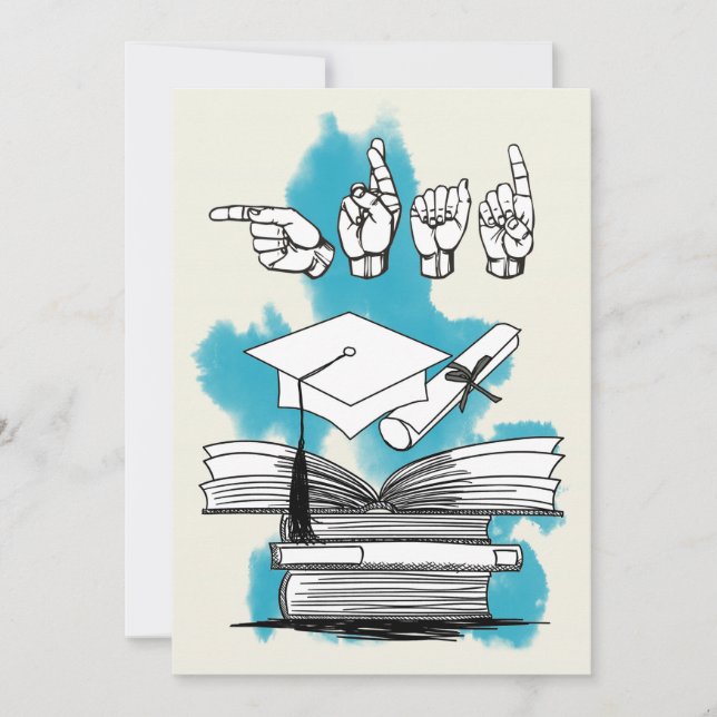 ASL Grad-inbjudan med Grad Finger-språk Inbjudningar (Framsida)