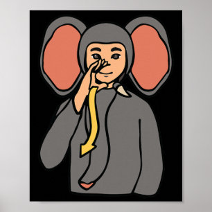 Asl Hand Gesture Döv Hearing Loss Awareness Boy Poster