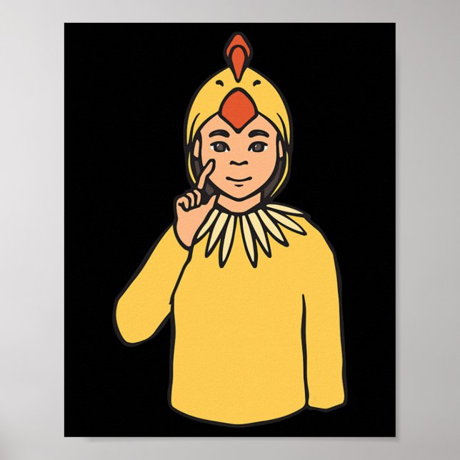 Asl Hand Gesture Döv Hearing Loss Awareness Boy Poster (Framsidan)