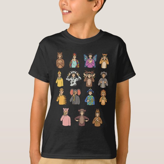Asl Hand Gesture Döv Hearing Loss Awareness Boy T Shirt (Framsida)