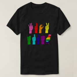 ASL Hands - Rainbow Resistance Message T Shirt