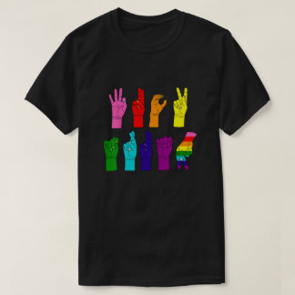 ASL Hands - Rainbow Resistance Message T Shirt