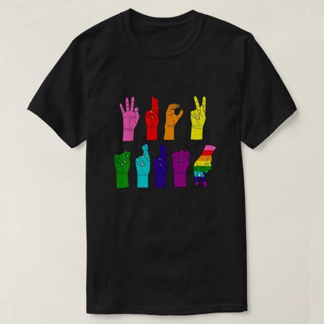 ASL Hands - Rainbow Resistance Message T Shirt (Design framsida)