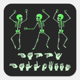 ASL Happy halloween I - Cute Spooky Season Fyrkantigt Klistermärke