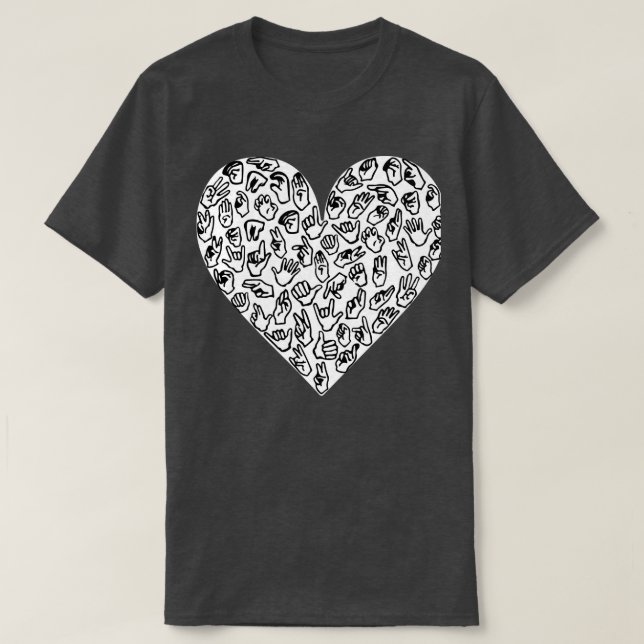 ASL Heart Händer T Shirt (Design framsida)