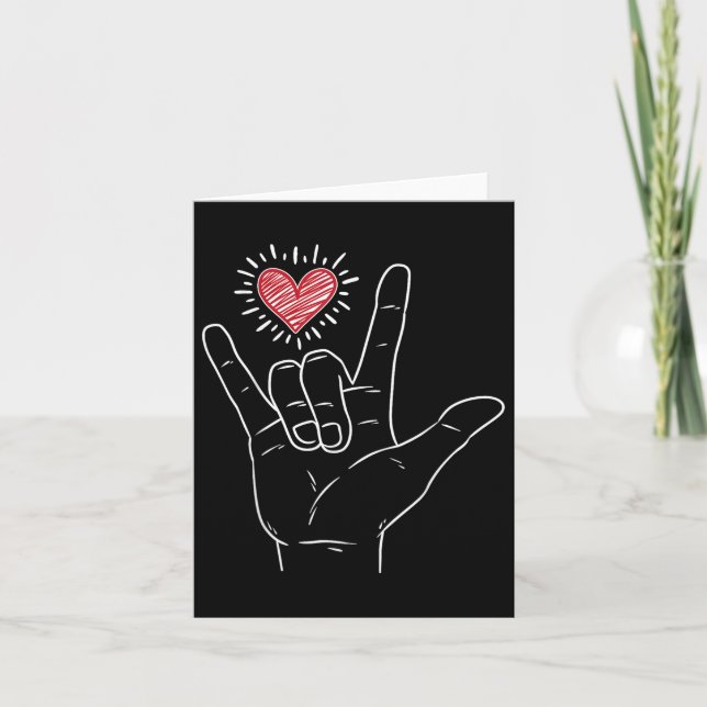 Asl Heart I Kärlek You Hand Sign Language Valentin Kort (Framsida)