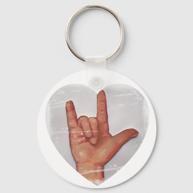 ASL "I KÄRLEK DIG" HJÄRTA FORM #2 NYCKELRING (Framsida)