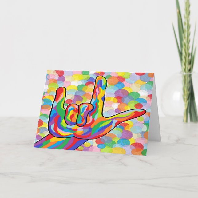 ASL I Kärlek dig med bubbelbakgrund Kort (Framsida)