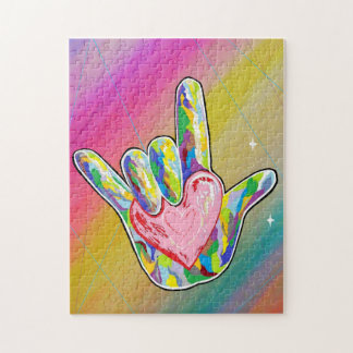 ASL I KÄRLEK DU Hjärtar Pussel