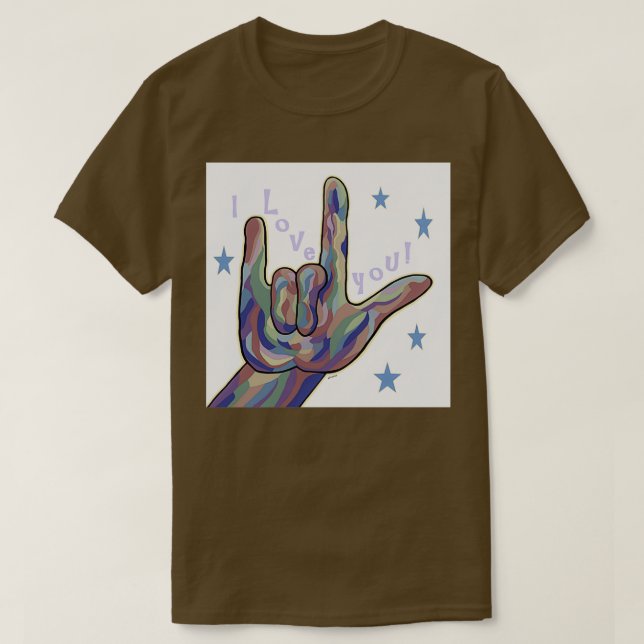 ASL I Kärlek Du i Denim och Camouflage Färg T Shirt (Design framsida)