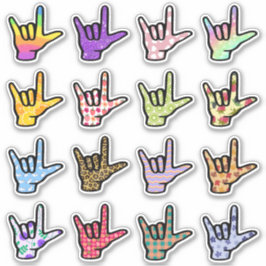 ASL I Kärlek Du ILY Hand Signs Klistermärken