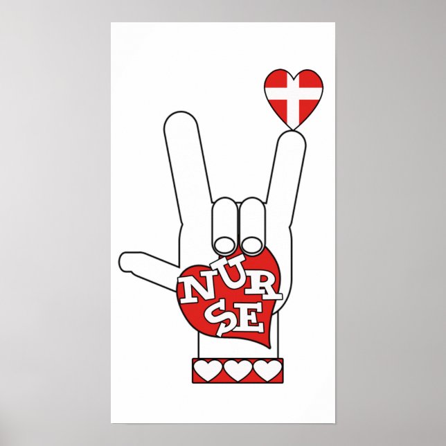 ASL I Kärlek DU KAN SKRIVA språk - HAND HEART NURS Poster (Framsidan)