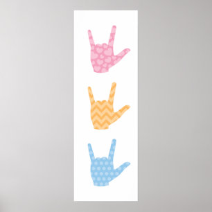 ASL I Kärlek Du Poster språk 12 x 36 tum