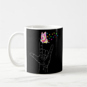 Asl I Kärlek du signerar språkfjärilsatism Kaffemugg
