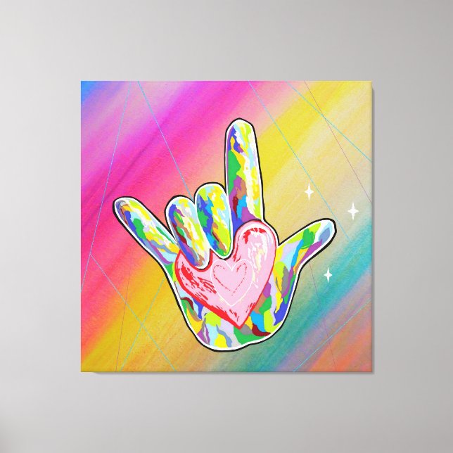 ASL I KÄRLEK du skriver under med hjärtat Canvastryck (Framsida)