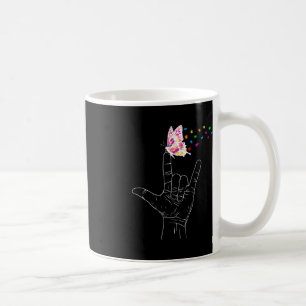 ASL I Kärlek du undertecknar språkfjärilsaautism Kaffemugg