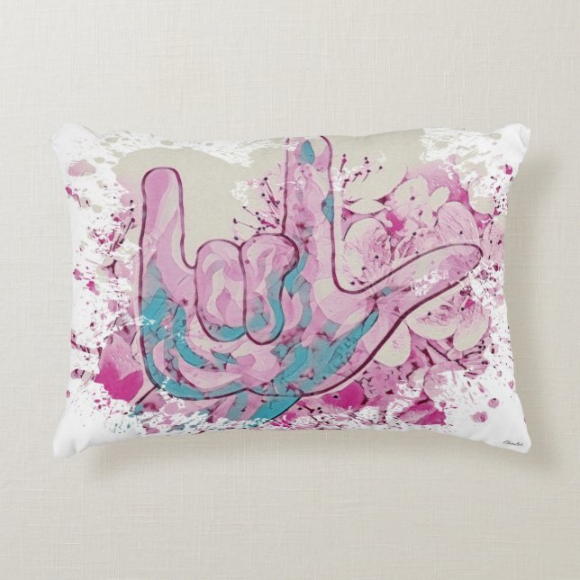 ASL I Kärlek Färg Burst Prydnadskudde (Framsidan)