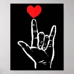 Asl I Kärlek Hand Heart American Sign Language V Poster