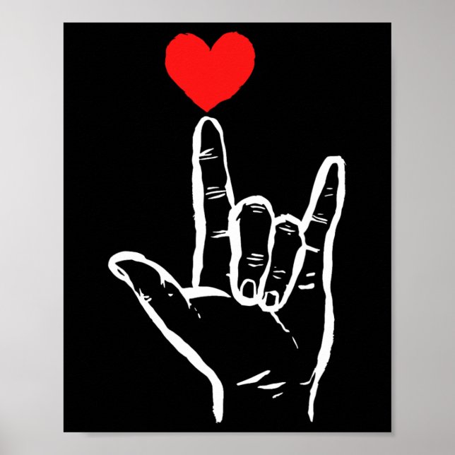 Asl I Kärlek Hand Heart American Sign Language V Poster (Framsidan)