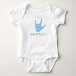 ASL I Kärlek You Blue Dots Sign Language Boy Namn Tee Shirt