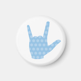 ASL I Kärlek You Blue Dots Sign Language Magnet