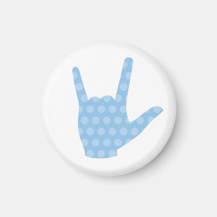 ASL I Kärlek You Blue Dots Sign Language Magnet