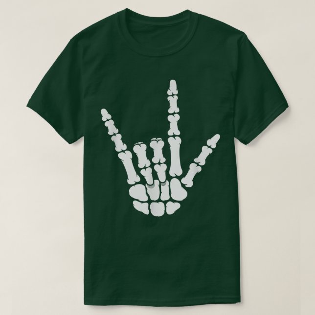 ASL I Kärlek You Skeleton Hand på Black American S T Shirt (Design framsida)