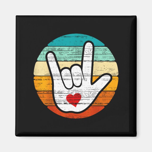 Asl I Love You, Sign Language Heart Love Valentine Magnet (Framsidan)
