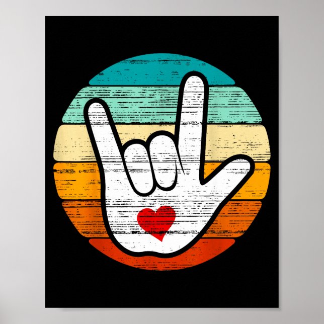 Asl I Love You, Sign Language Heart Love Valentine Poster (Framsidan)