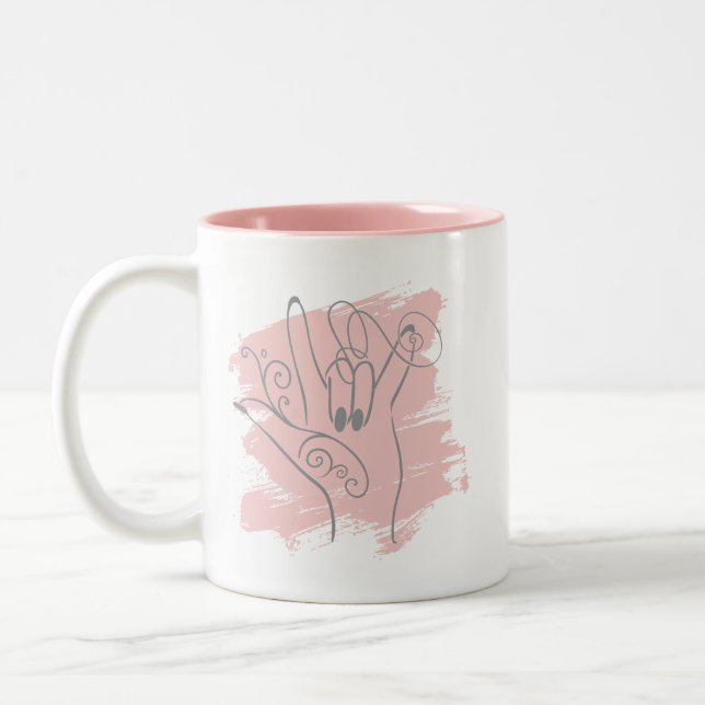 ASL Illustrerad mugg - Rosa Personlig (Vänster)