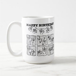 ASL ILY Besatthet - Grattis på födelsedagen! Kaffemugg
