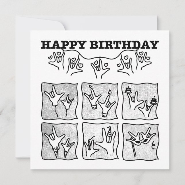 ASL ILY Besatthet - Grattis på födelsedagen!  Spara Datumet (Framsida)