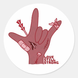 ASL ILY Design - Love Wounded But Still Strong Runt Klistermärke