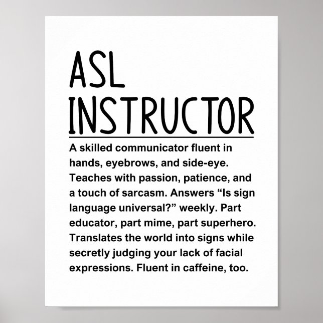 ASL-instruktör Poster (Framsidan)