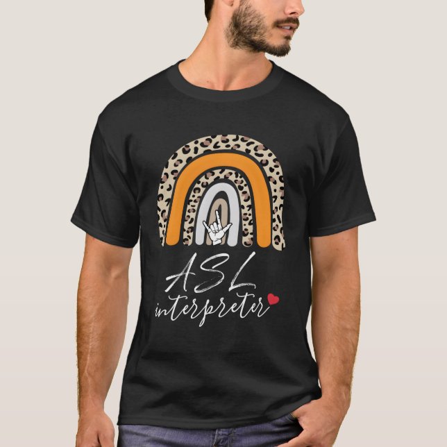 Asl Interpreter Kärlek Lacher-teckenspråk T Shirt (Framsida)