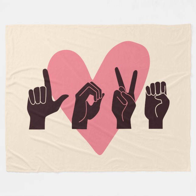 ASL Kärlek IV - Alla hjärtans dag Fleecefilt (Framsidan (Horisontell))