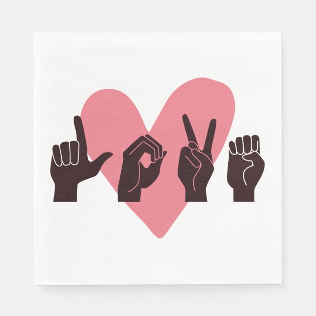 ASL Kärlek IV - Alla hjärtans dag Pappersservett (Framsidan)