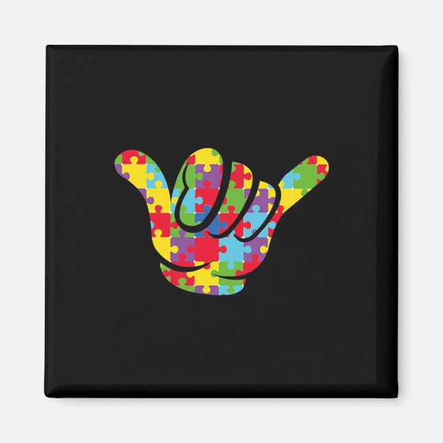 ASL Kärlek Puzzle Hand Sign Language Autism Awaren Magnet (Framsidan)