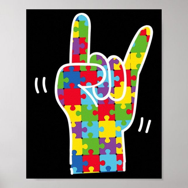 Asl Kärlek Sign Language Atism Awareness Month Asl Poster (Framsidan)
