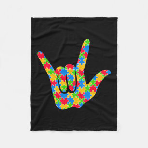 Asl Kärlek Sign Language Atism Awareness Support L Fleecefilt