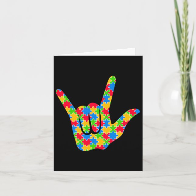 Asl Kärlek Sign Language Atism Awareness Support L Kort (Framsida)