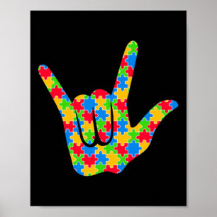 Asl Kärlek Sign Language Atism Awareness Support L Poster