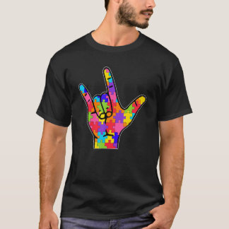 ASL Kärlek Teckenspråk Autism Gåva Medvetenhet Stö T Shirt