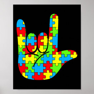 Asl Kärlek Teckenspråk Autism Medvetenhet Poster