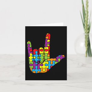 ASL Kärlek teckenspråk Autistic Puzzle Autism Awar Kort